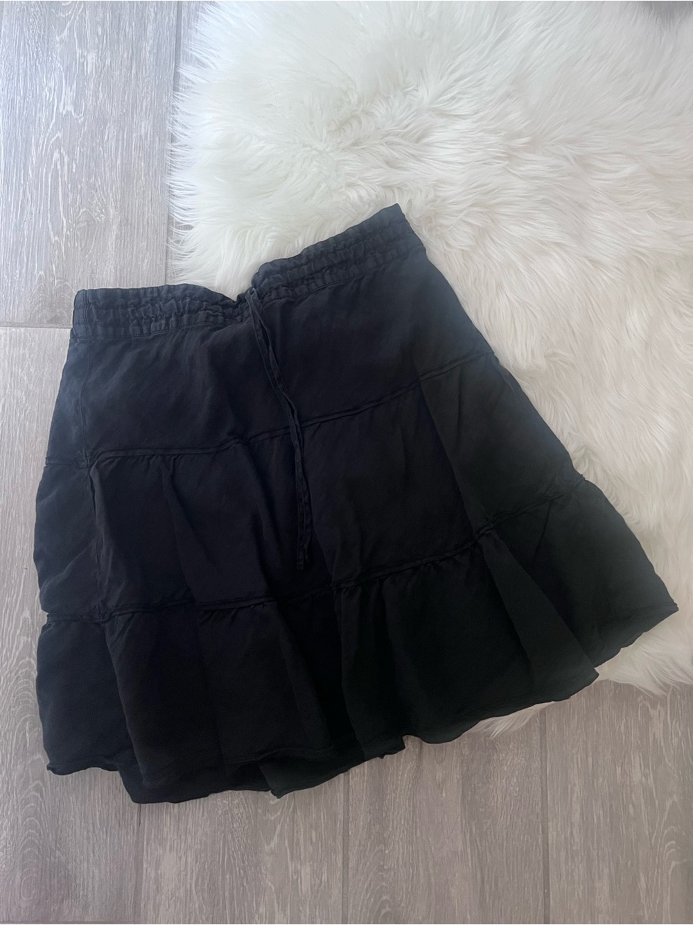 Caslon Black Tiered Skirt with Drawstring Waist